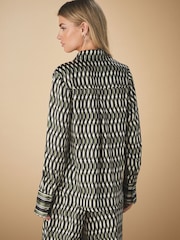 Geo Print Satin Long Sleeve Shirt - Image 4 of 8