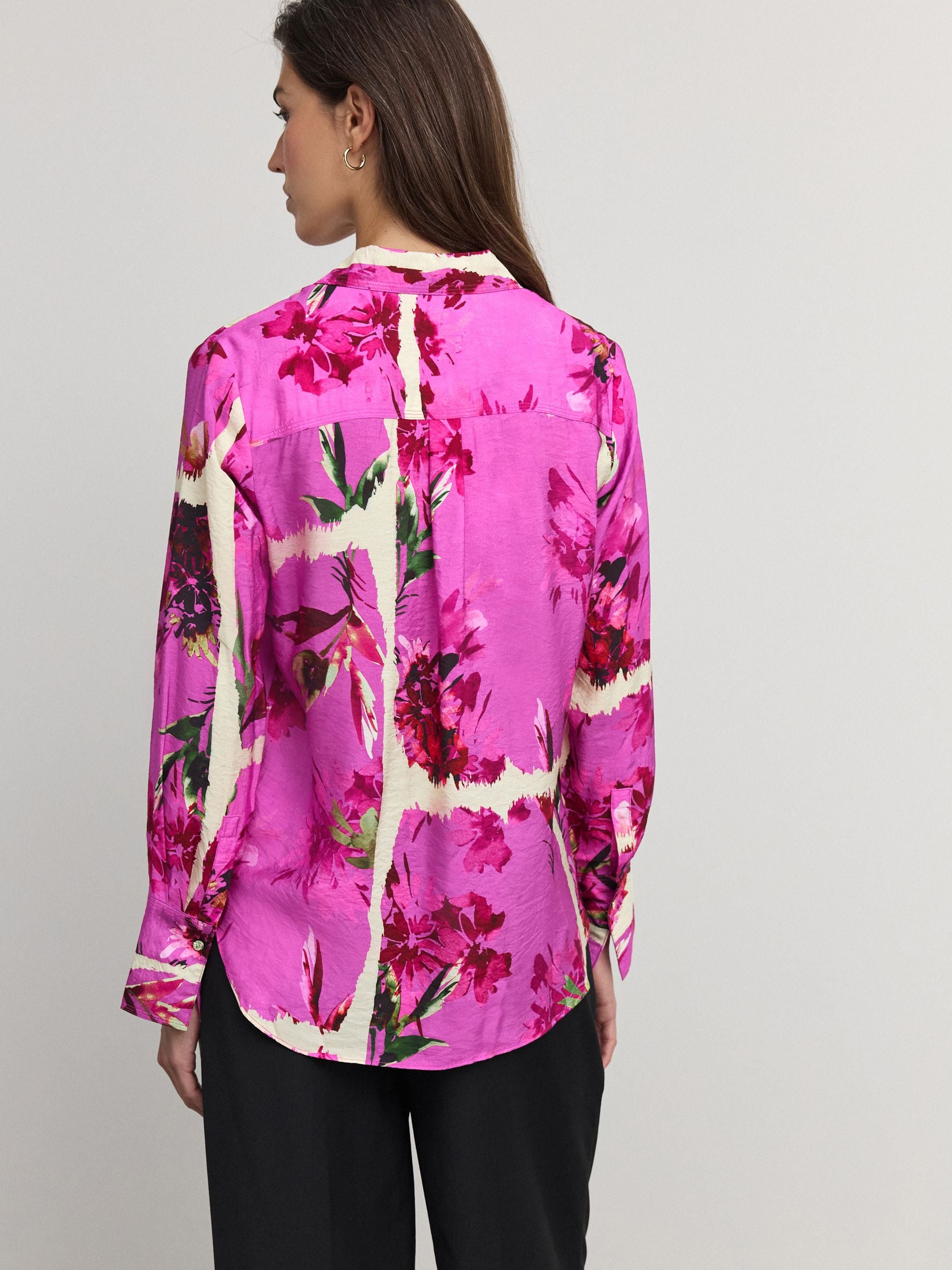 【正規品直輸入】 Long Print Floral Pink Buy Sleeve from Shirt Down Button トップス