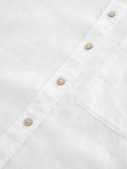 White 100% Linen Button Down Relaxed Long Sleeve Shirt - Image 7 of 9
