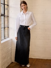 Blanc - Fitted Collared Essential Long Sleeve Shirt - Image 3 de 7