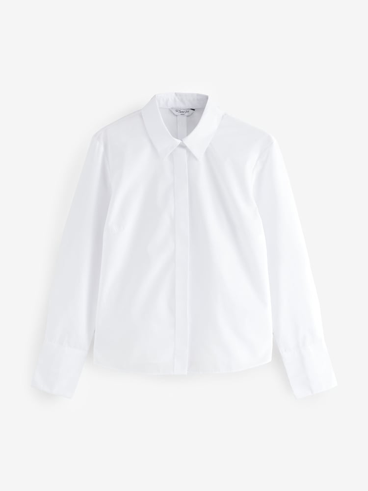 Blanc - Fitted Collared Essential Long Sleeve Shirt - Image 5 of 7