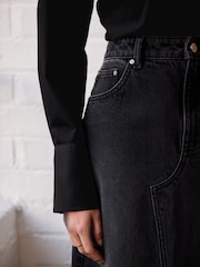 Black Fitted Collared Essential Long Sleeve Shirt - Image 6 of 9