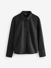 Black Fitted Collared Essential Long Sleeve Shirt - Image 7 of 9
