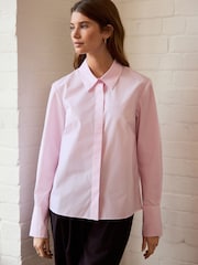 Pink Stripe Fitted Collared Essential Long Sleeve Shirt - Image 4 of 9