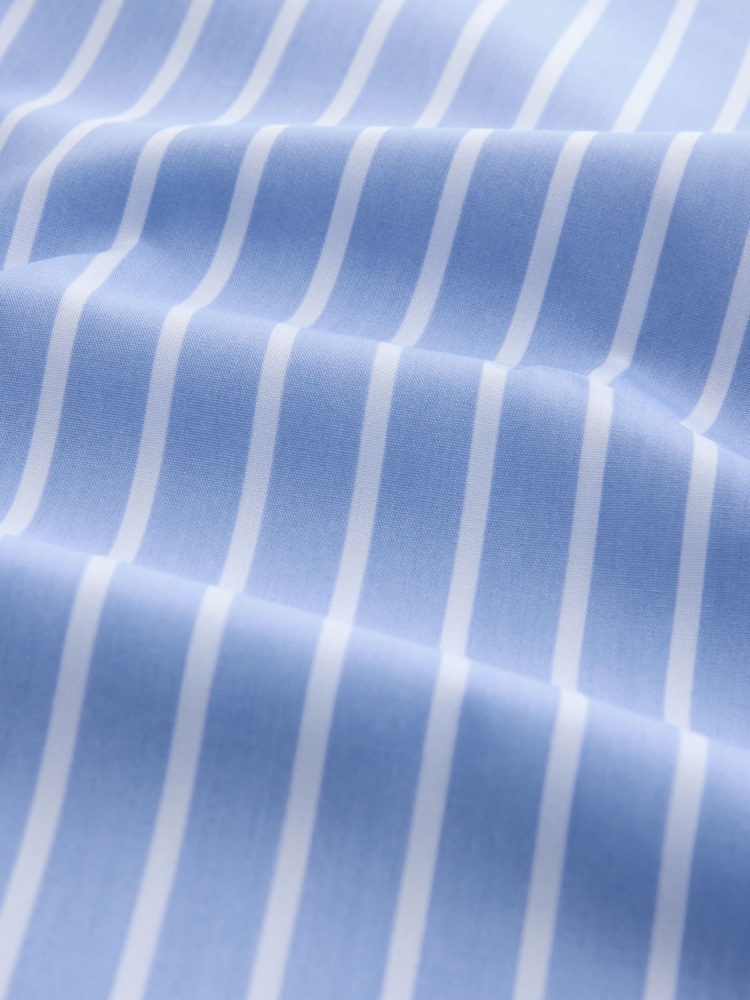 Blue Stripe Fitted Collared Essential Long Sleeve Shirt - Image 7 of 7