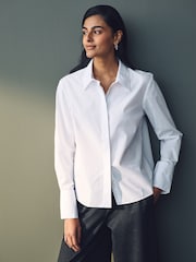 White Fitted Collared Long Sleeve Shirts 2 Pack - Image 2 of 11