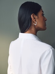 White Fitted Collared Long Sleeve Shirts 2 Pack - Image 6 of 11