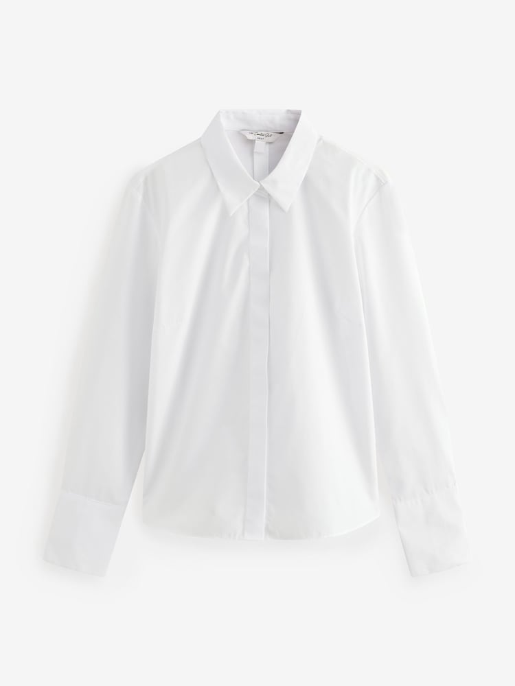 White Fitted Collared Long Sleeve Shirts 2 Pack - Image 8 of 11