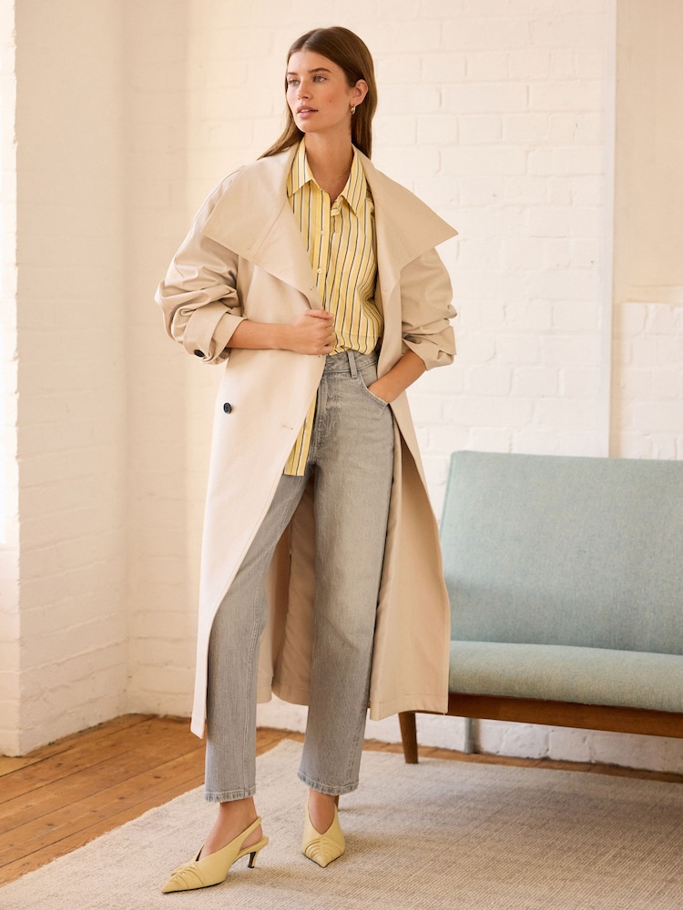 Yellow Stripe Girlfriend Oversized Long Sleeve Shirt - Image 2 of 9