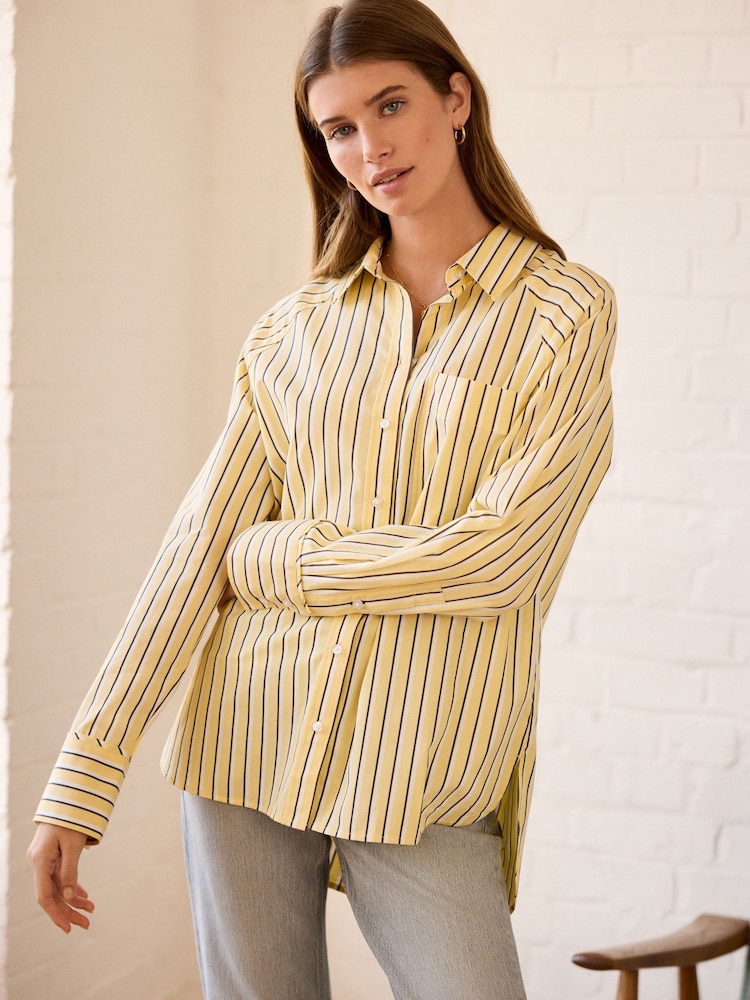 Geel gestreept - Girlfriend Oversized Long Sleeve Shirt - Image 4 of 9