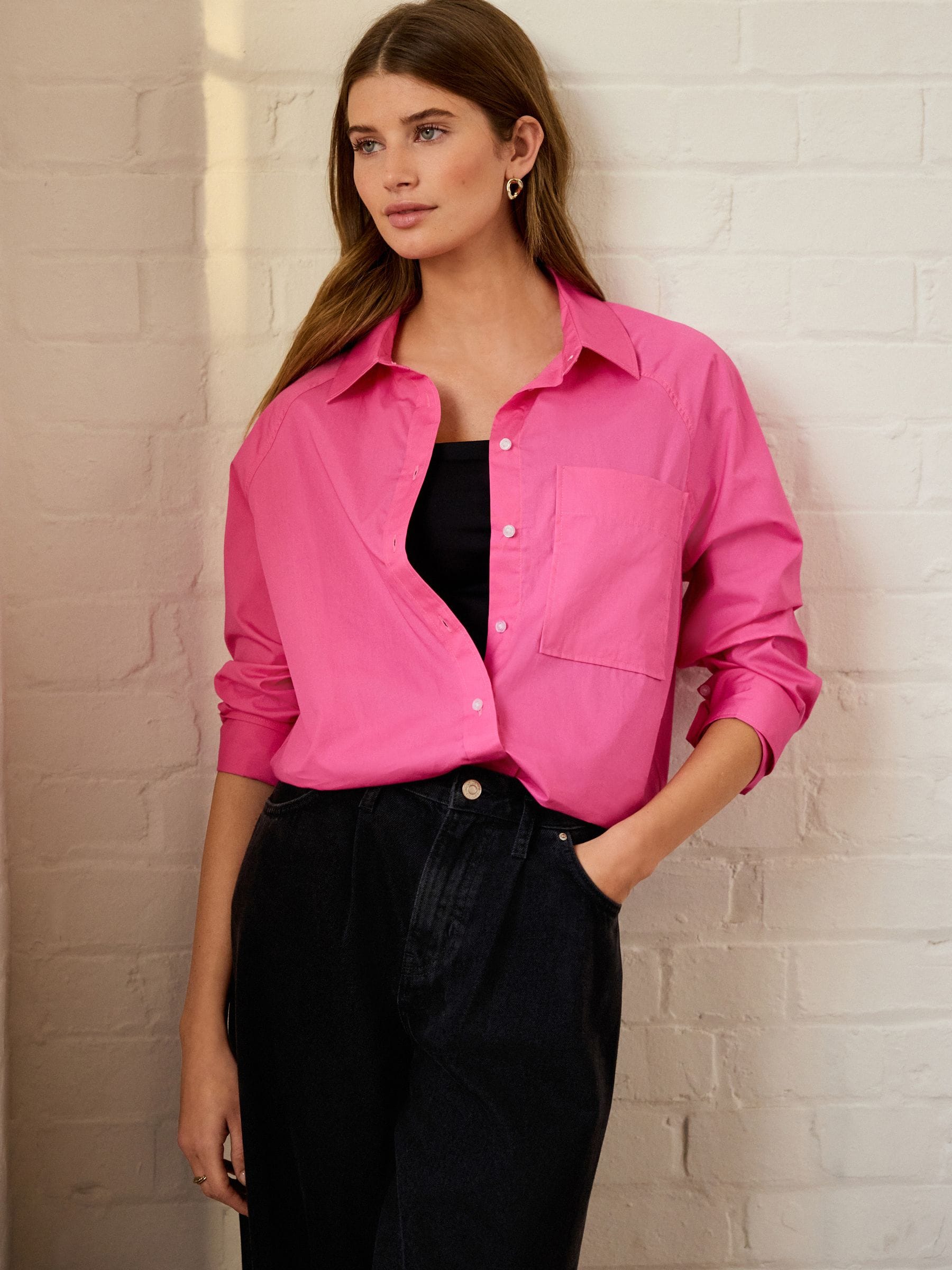 Buy Fushsia Pink Girlfriend Oversized Long Sleeve 100 Buy Fushsia Pink Girlfriend Oversized Long Sleeve 100