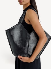 Hereu Studio Black Calella Distressed Leather Tote - Image 2 of 12