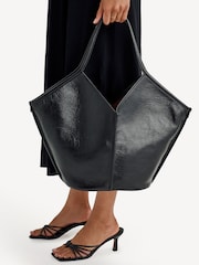 Hereu Studio Black Calella Distressed Leather Tote - Image 3 of 12