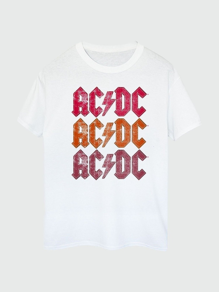 Brands In White ACDC Distressed Repeat Logo Men Music T-Shirt - Image 2 of 3