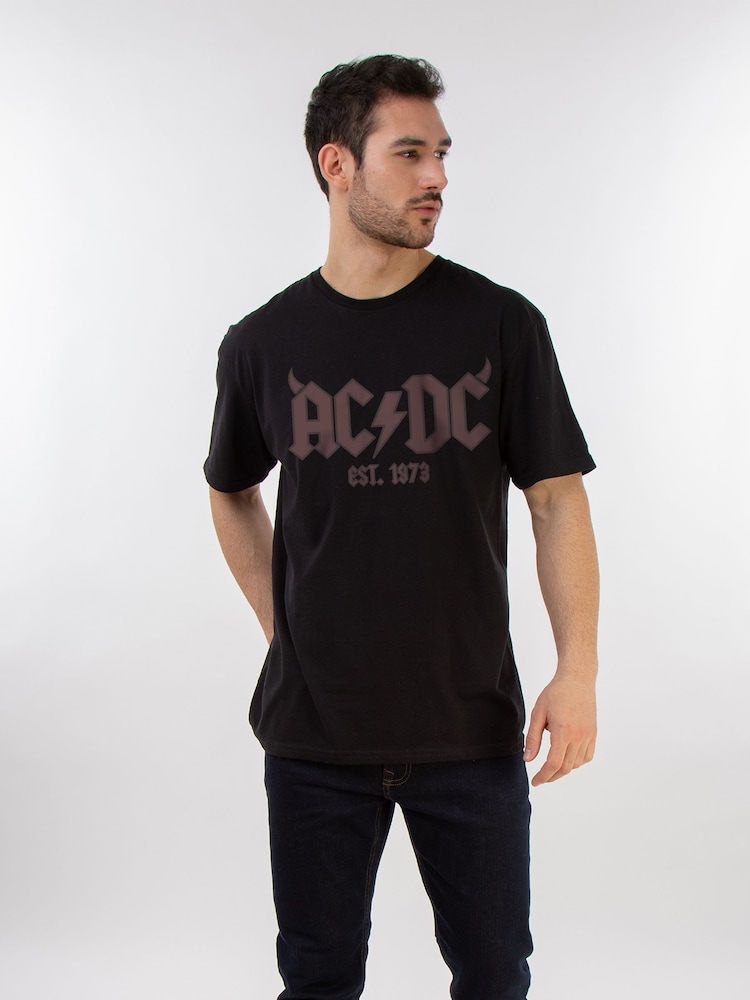 Brands In Black ACDC Horn Logo Men Music T-Shirt - Image 1 of 3