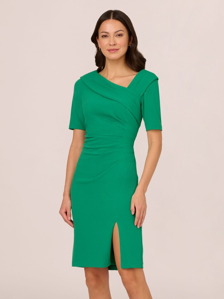 Adrianna Papell Green Stretch Crepe Dress - Image 1 of 7