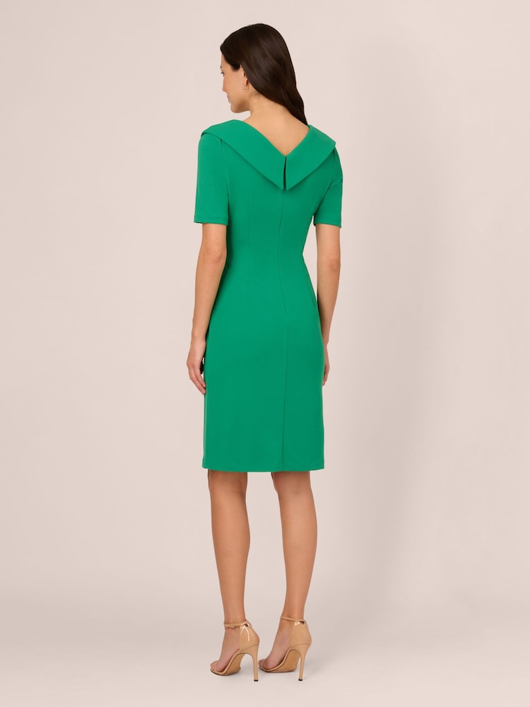 Adrianna Papell Green Stretch Crepe Dress - Image 2 of 7