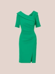 Adrianna Papell Green Stretch Crepe Dress - Image 6 of 7
