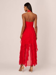 Adrianna Papell Red Mesh Halter Dress - Image 2 of 7