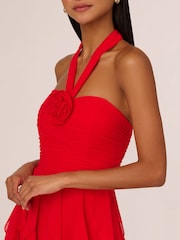 Adrianna Papell Red Mesh Halter Dress - Image 4 of 7