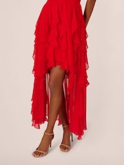Adrianna Papell Red Mesh Halter Dress - Image 5 of 7