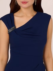 Adrianna Papell Blue Knit Crepe Short Dress - Image 4 of 7