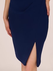 Adrianna Papell Blue Knit Crepe Short Dress - Image 5 of 7