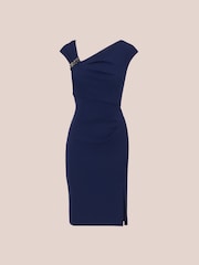 Adrianna Papell Blue Knit Crepe Short Dress - Image 6 of 7