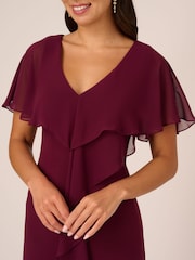 Adrianna Papell Studio Red Crepe And Chiffon Gown - Image 4 of 7