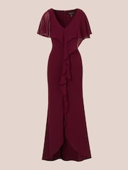 Adrianna Papell Studio Red Crepe And Chiffon Gown - Image 6 of 7