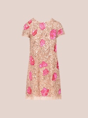 Adrianna Papell Pink Beaded Trapeze Dress - Image 6 of 7