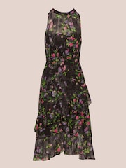 Adrianna Papell Bedrucktes Midi-Kleid mit Neckholder in Schwarz - Bild 6 von 7