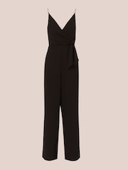 Adrianna Papell Surplice Tie Front Black Jumpsuit - Image 6 of 7