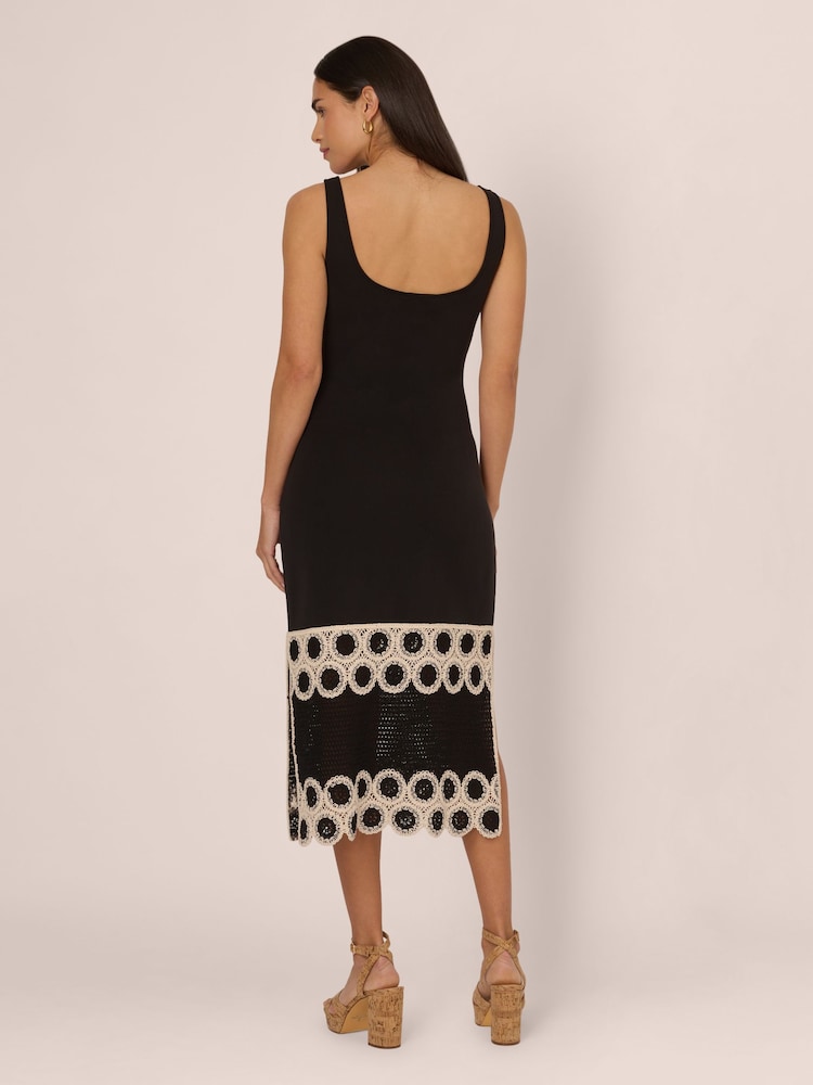 Adrianna by Adrianna Papell Crochet Sheath Midi Black Dress - Image 2 of 7