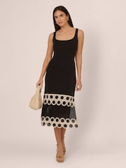 Adrianna by Adrianna Papell Crochet Sheath Midi Black Dress - Image 3 of 7