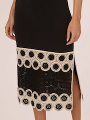 Adrianna by Adrianna Papell Crochet Sheath Midi Black Dress - Image 5 of 7