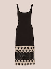 Adrianna by Adrianna Papell Crochet Sheath Midi Black Dress - Image 6 of 7