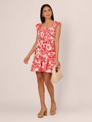 Adrianna Papell Orange Printed Short Dress - Image 3 of 7