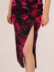Adrianna Papell Print Mesh Black Dress - Image 5 of 7