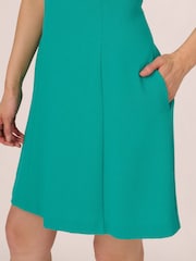 Adrianna Papell Green Crepe Midi Dress - Image 5 of 7
