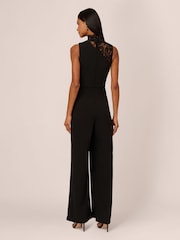 Adrianna Papell Combo Fabric Black Jumpsuit - Image 2 of 7