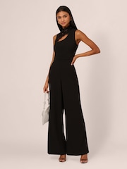 Adrianna Papell Combo Fabric Black Jumpsuit - Image 3 of 7