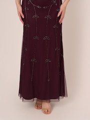 Adrianna Papell Studio Red Beaded Blouson Long Dress - Image 5 of 7