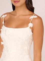 Adrianna Papell Embroidered Lace Midi White Dress - Image 4 of 7