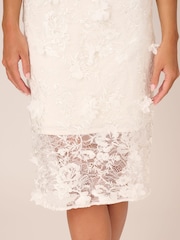 Adrianna Papell Embroidered Lace Midi White Dress - Image 5 of 7