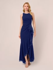 Adrianna Papell Ruffle Crepe Halter Gown - Image 1 of 5