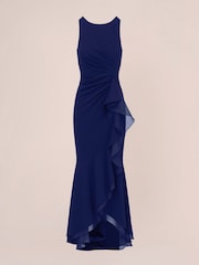 Adrianna Papell Ruffle Crepe Halter Gown - Image 4 of 5