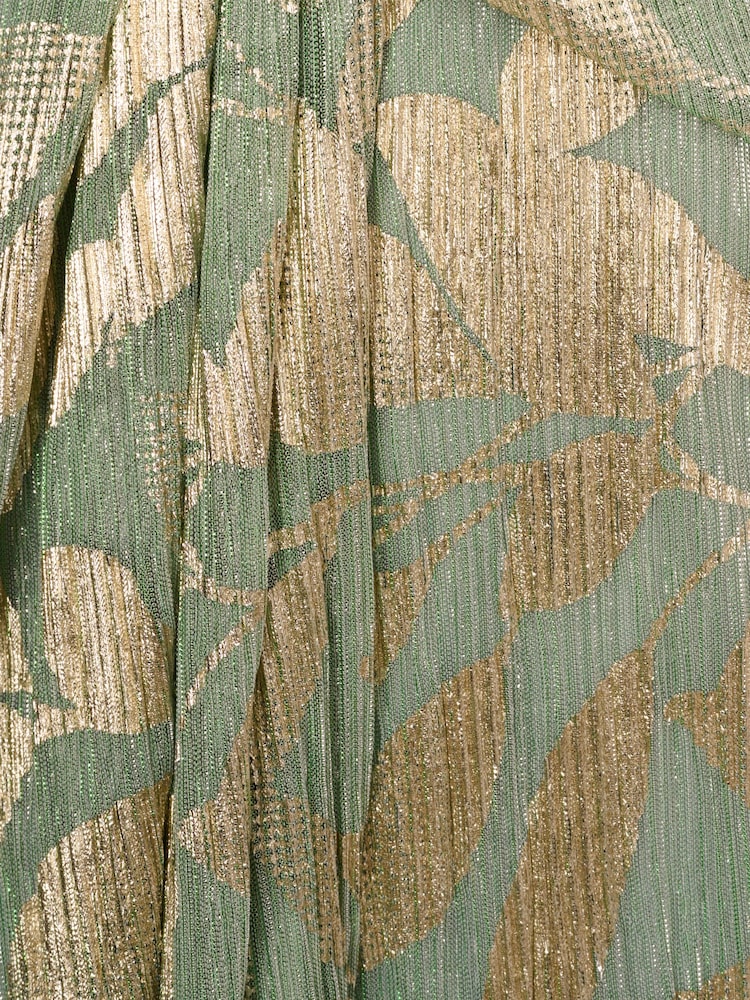 Adrianna Papell Green Foil Leaf Draped Gown - Image 6 of 6 Adrianna Papell Green Foil Leaf Draped Gown - Image 6 of 6