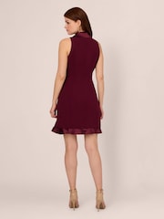 Adrianna Papell Burgundy Red Halter Tuxedo Crepe Dress - Image 2 of 7