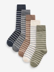 Neutral Stripe Pattern Socks 5 Pack - Image 1 of 8
